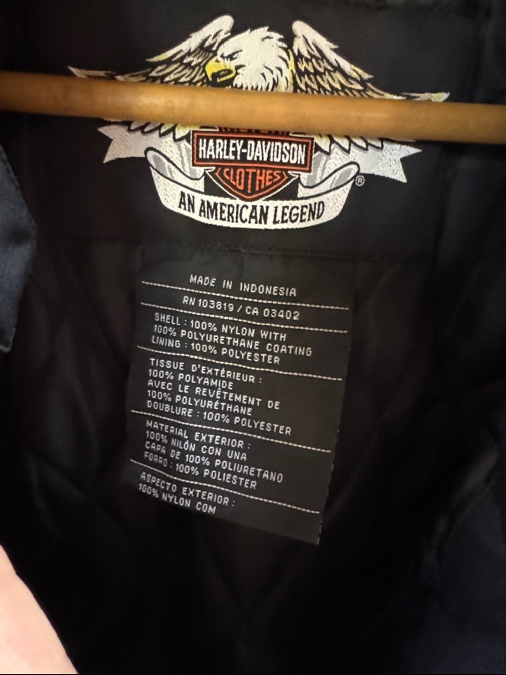 Harley-Davidson Black Jacket with Red & Gold Sleeve Logos - Picture 2 of 8